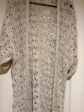 American Eagle Outfitters Open Knit Cardigan - Beige/Cream